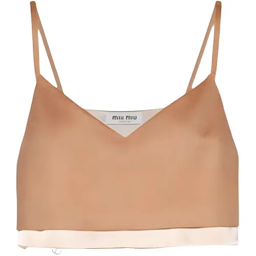 MIU MIU Miu Miu color block hem V-neck camel hair vest suspender women's style