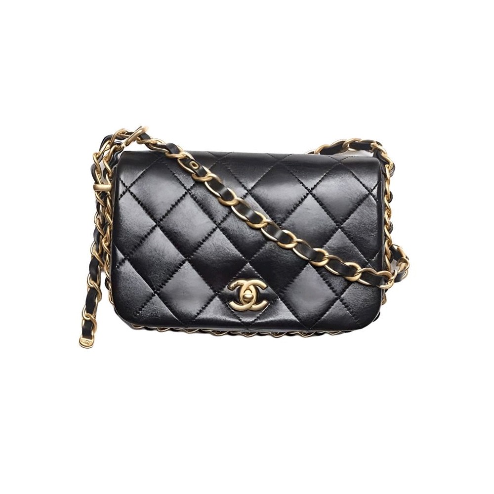 CHANEL Polished Lambskin Shoulder Bag, Crossbody Bag Women's Black