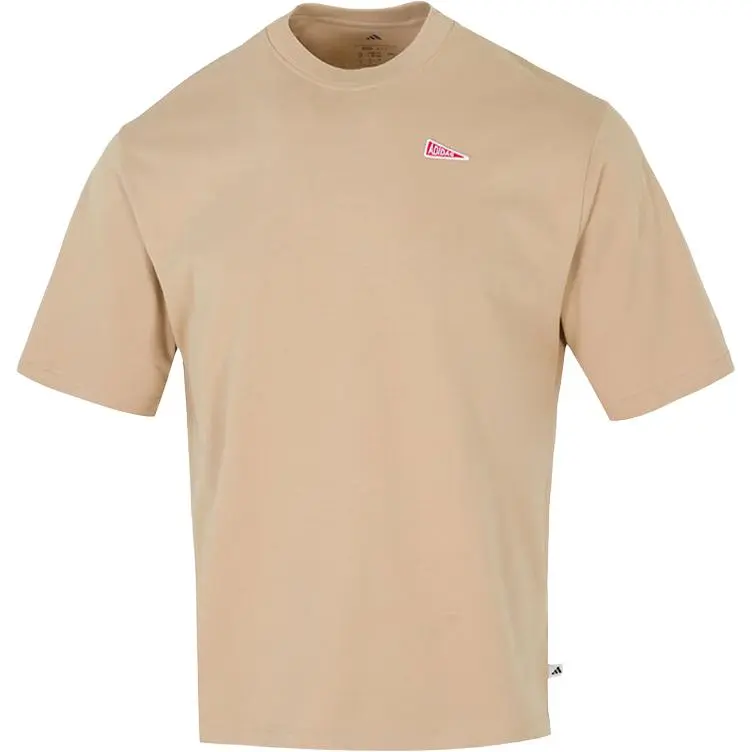 Adidas T-Shirts Men's Dark Khaki Crew Neck Moderate