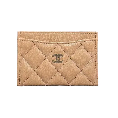 CHANEL Calfskin Card Holder Women's Caramel