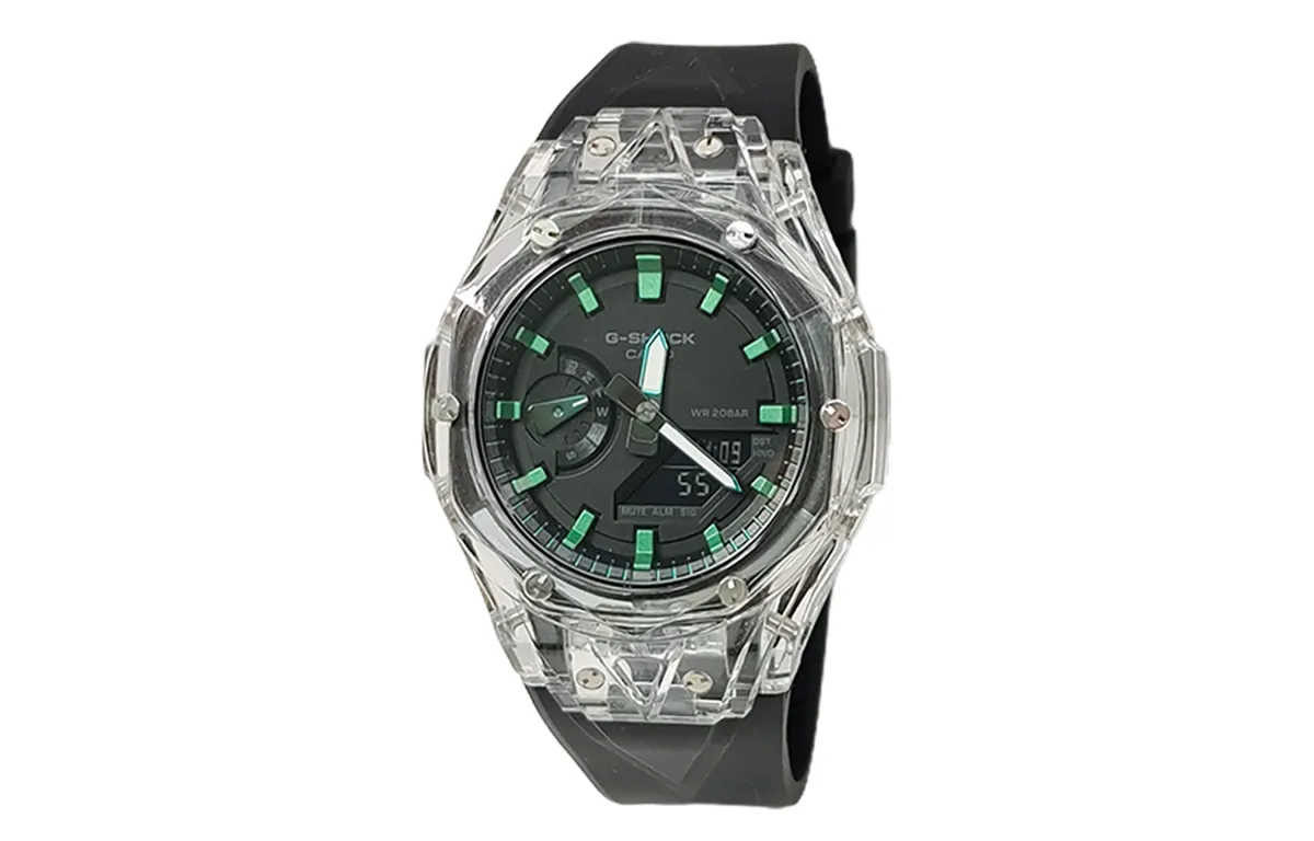 CASIO Custom Collection Quartz Movement Fluoroelastomer Strap Watch Men's Watches Black Dial