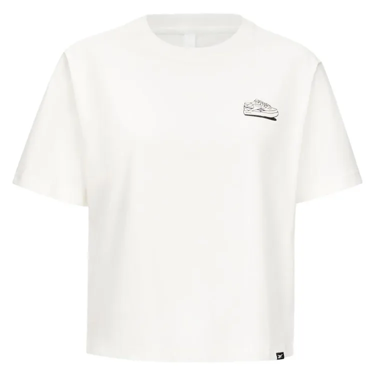 Reebok T-Shirts Women's Ecru Crew Neck Moderate Straight Fit