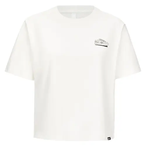 Reebok T Shirts Women's Ecru Crew Neck Moderate Straight Fit