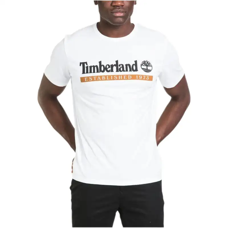 Timberland T Shirts Men's White Crew Neck Moderate