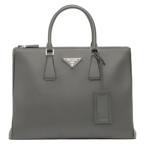 PRADA Leather Tote Bag, Shopping Bag, Handbag Men's Marble Gray