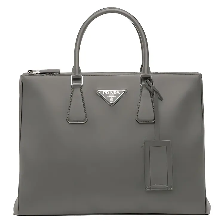 PRADA Leather Tote Bag, Shopping Bag, Handbag Men's Marble Gray