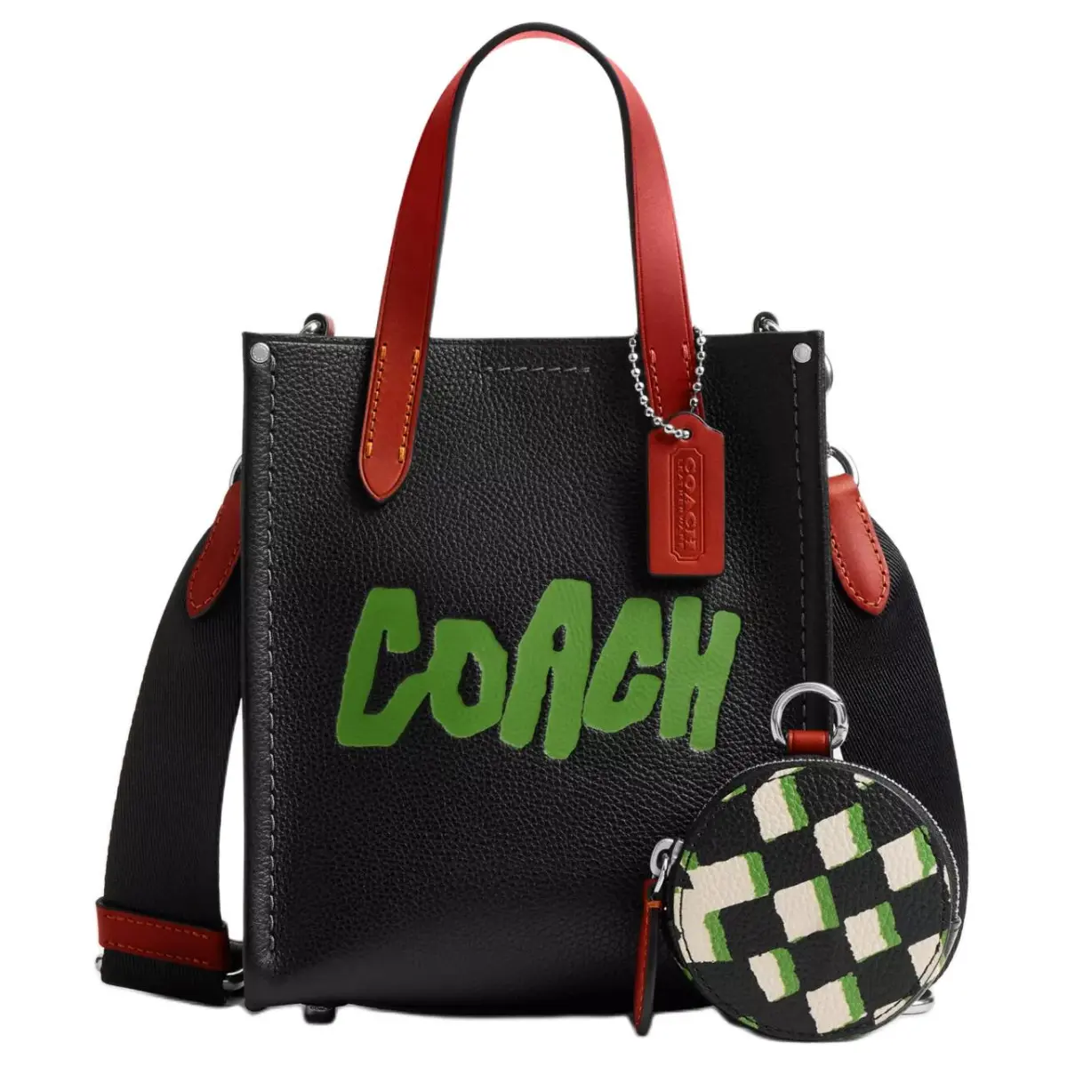COACH Relay Cow Leather Handbag Small Men's Black Mixed Color