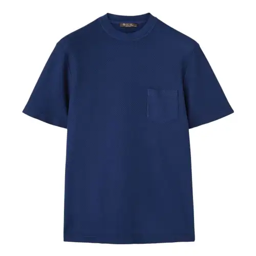Loro Piana T Shirts Men's Blue Crew Neck Moderate