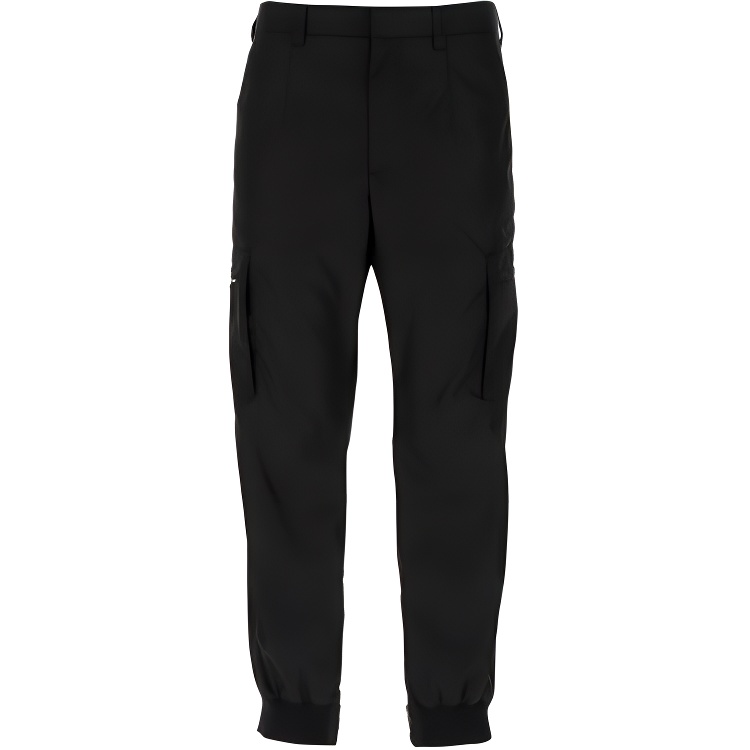 PRADA Knitted Sweatpants Men's Black Moderate Cuffed Pants