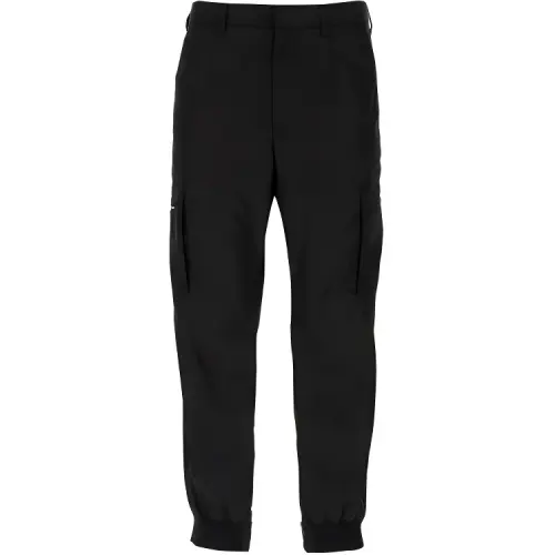PRADA Knitted Sweatpants Men's Black Moderate Cuffed Pants