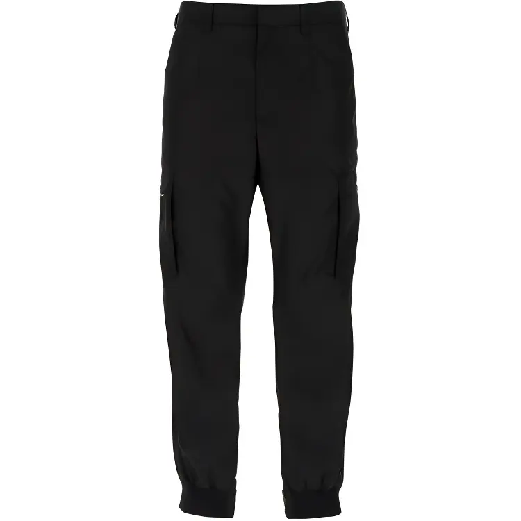 PRADA Knitted Sweatpants Men's Black Moderate Cuffed Pants