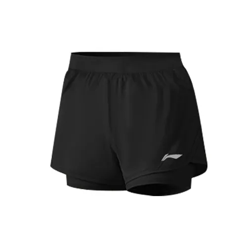 Li Ning Sports Shorts Women's Standard Black Moderate Mock Two Piece