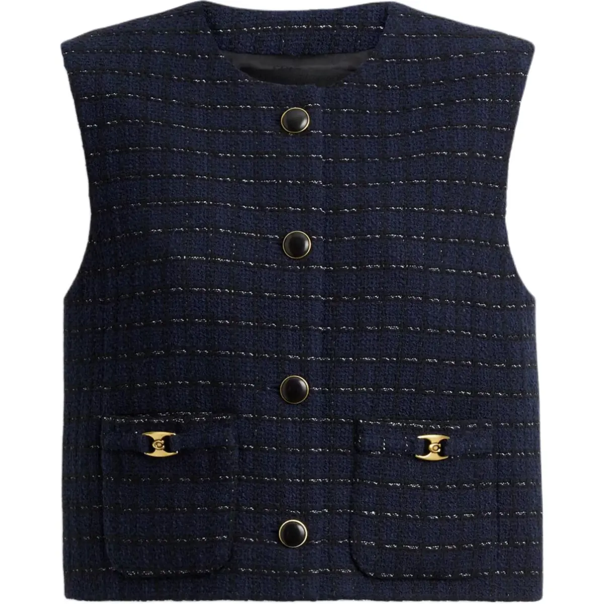 COACH Vests Women's Marine Blue Crew Neck Moderate Other
