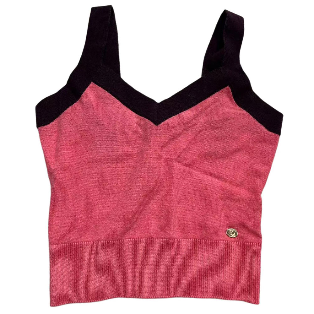 CHANEL Camisoles Women's Pink V Neck Moderate Other