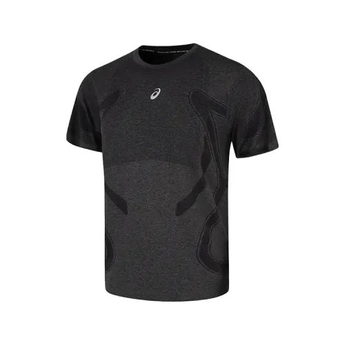 ASICS T Shirts Men's Black Crew Neck Moderate