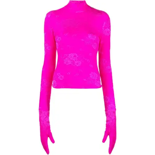 Balenciaga Lace Top With Gloves 'Lipstick Pink'