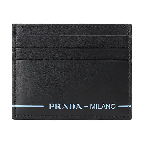 PRADA Logo Cow Leather Card Holder Card Holder Men's Black