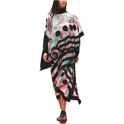 HERMES Short Sleeved Dresses Women's Multicolor Moderate Long
