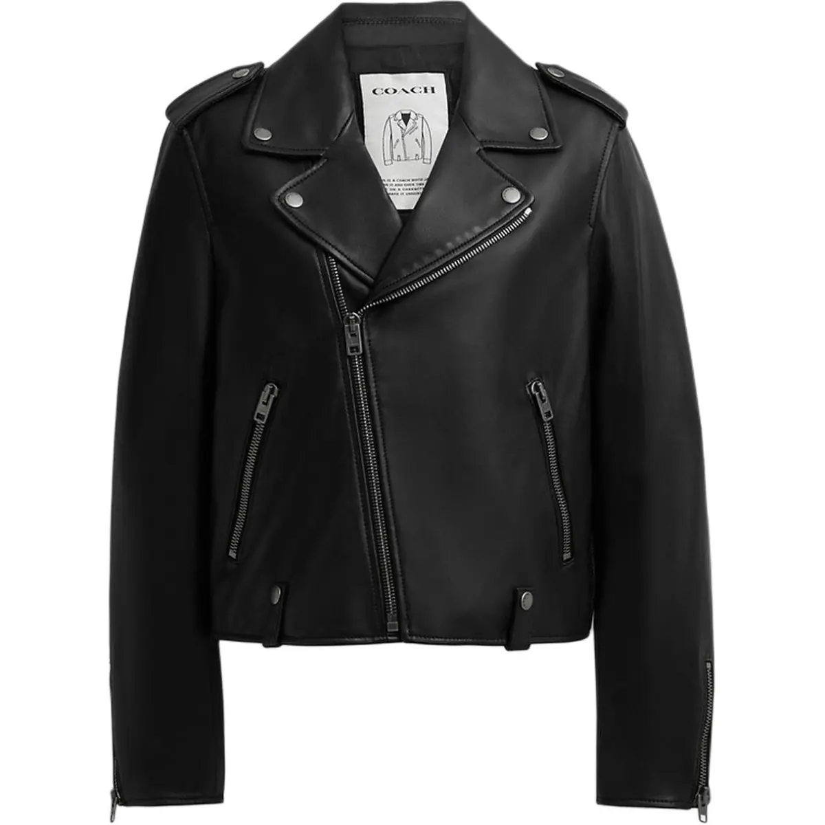COACH Leather Jacket Women's Black