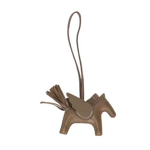HERMES Rodeo Pegase Leather Charms Unisex Elephant Gray
