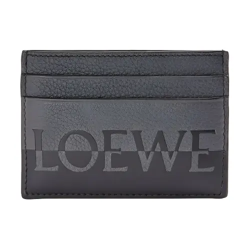 LOEWE Letter Print Cow Leather Card Holder Unisex Anthracite & Black