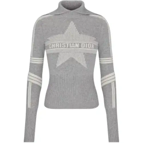 DIOR Quarterly New Products Cashmere Sweaters Women's Gray Turtleneck Moderate