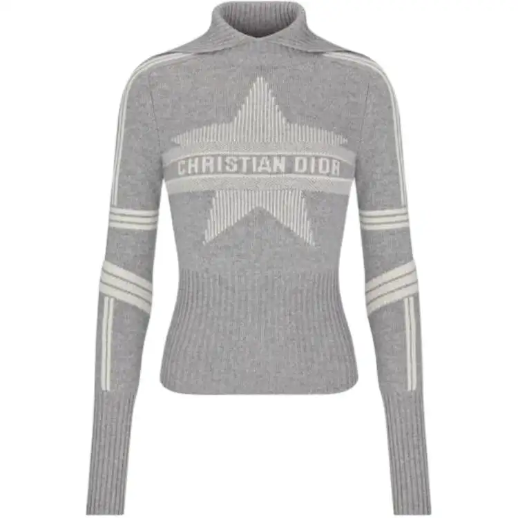 DIOR Quarterly New Products Cashmere Sweaters Women's Gray Turtleneck Moderate