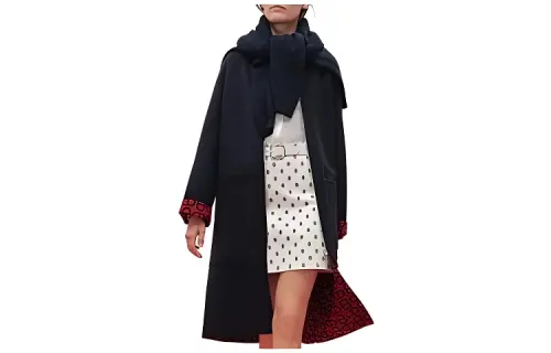 HERMES Coats Women's Marine Blue Square Collar Moderate