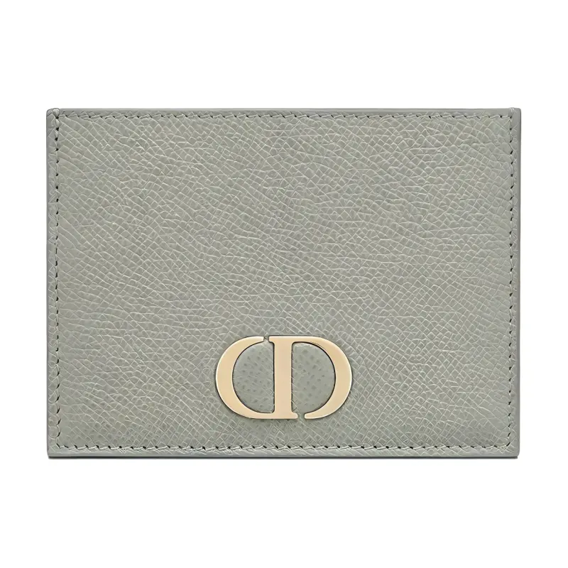 DIOR Montaigne Collection Grain Calfskin Card Holder Women's Gray