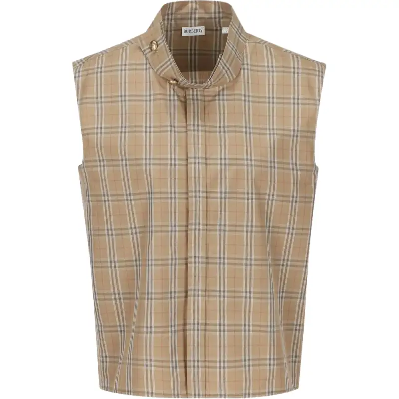Burberry Check Pattern Sleeveless Shirt