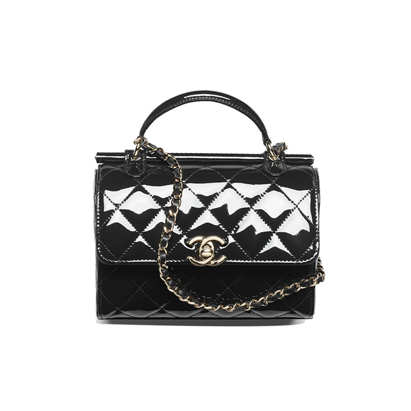 CHANEL Calf Patent Leather Shoulder Bag, Crossbody Bag, Handbag Small Women's Black