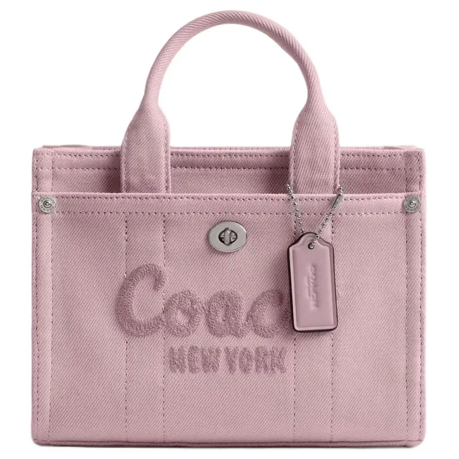 COACH Cargo Denim Fabric Tote Bag, Shopping Bag, Shoulder Bag, Crossbody Bag, Handbag Small Women's Pink