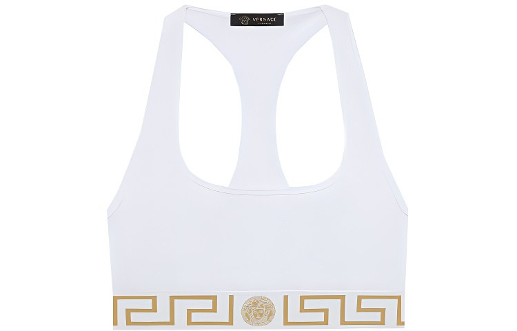 VERSACE Greca Border Sports Bra ‘Optical White’
