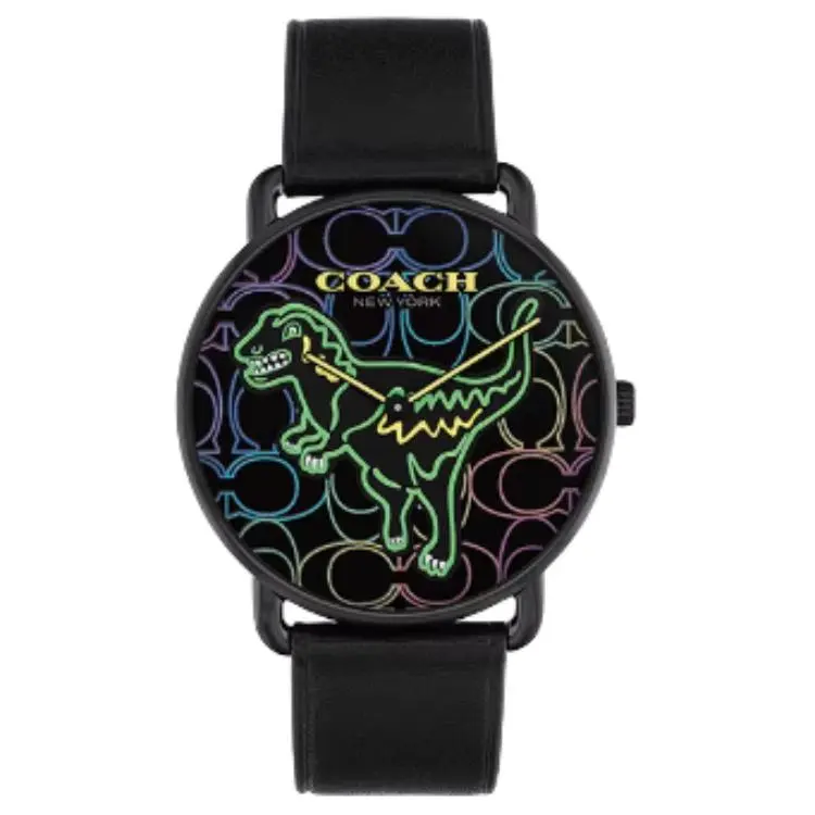 COACH Wrist Watches Quartz Movement Cow Leather/Cow Leather Strap 41mm Multicolor Watch Dial Men's Watches