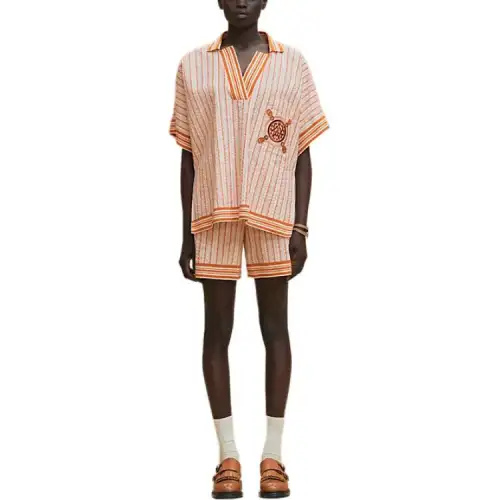 HERMES Shirts Women's Ecru V Neck Moderate Other