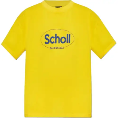 Balenciaga X Scholl Logo Printed Crewneck T Shirt