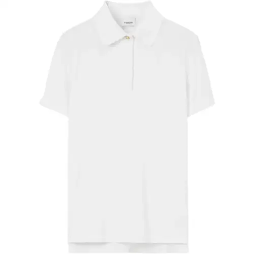 Burberry Polo Shirts Women's White Polo Collar Moderate Straight Fit