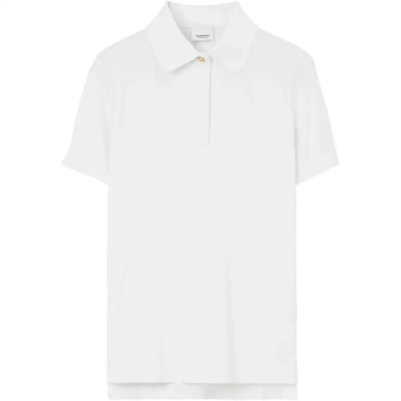 Burberry Polo Shirts Women's White Polo Collar Moderate Straight Fit