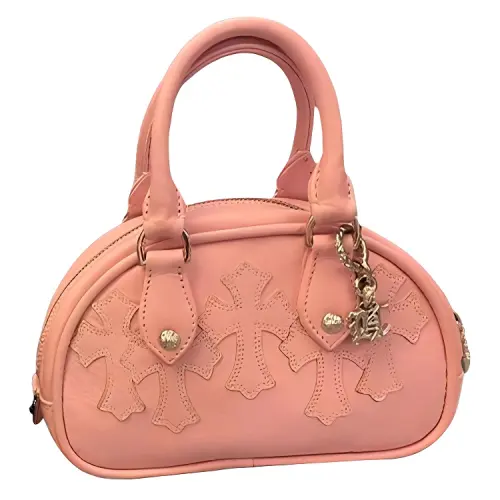Chrome Hearts Leather Bowling Bag, Shoulder Bag, Crossbody Bag, Handbag Mini Women's Pink