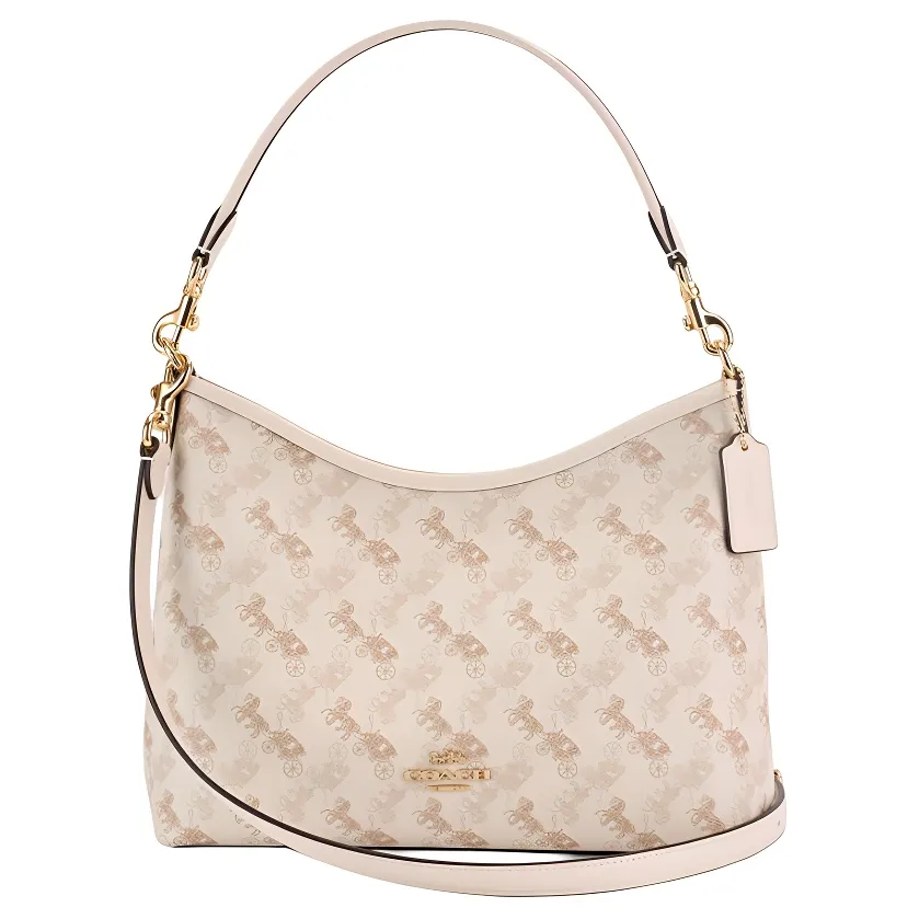 COACH Laurel Canvas With Leather Shoulder Bag Large Women's Milk White