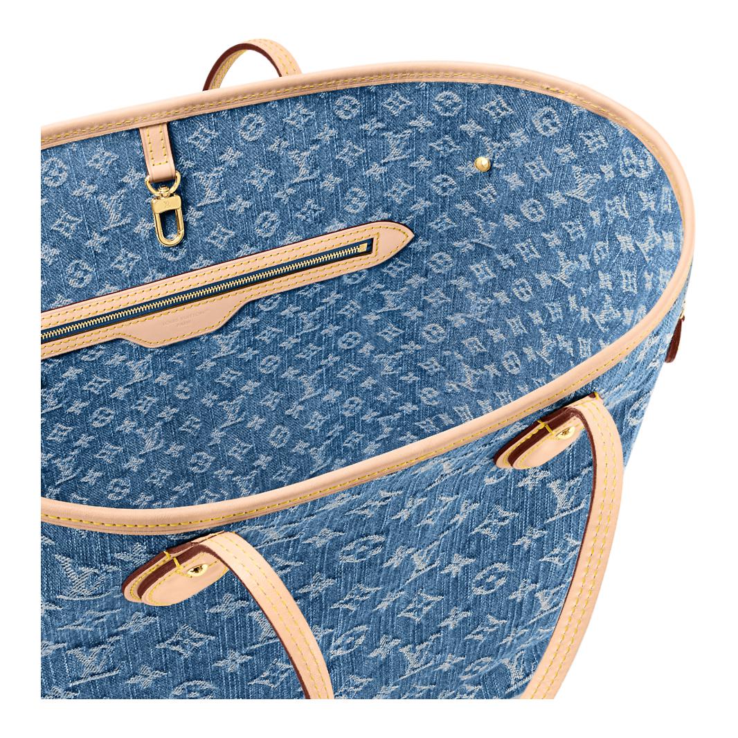 Женская сумка Louis Vuitton NEVERFULL LogoTote (синяя джинсовая) — фото 5