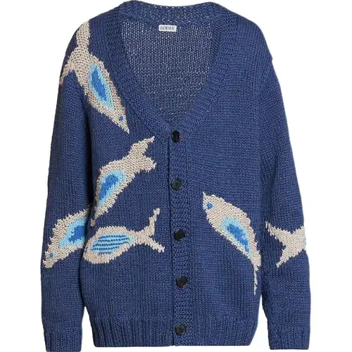 LOEWE Sweaters Men's Blue V Neck Moderate Other