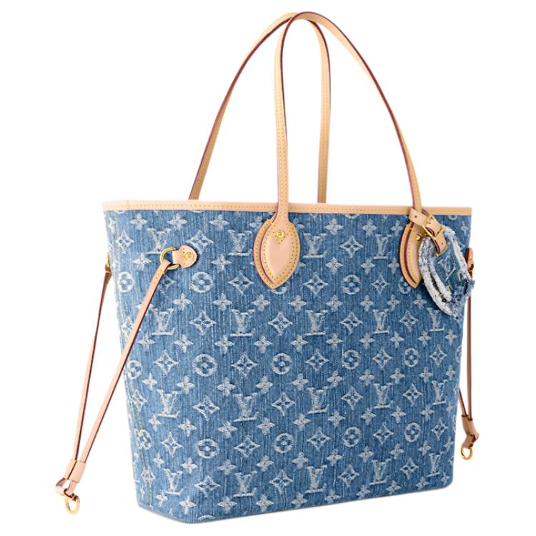 Женская сумка Louis Vuitton NEVERFULL LogoTote (синяя джинсовая) — фото 2