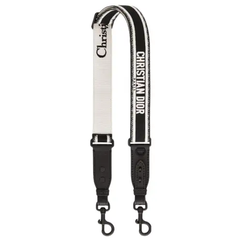 DIOR Embroidery With Calfskin Bag Straps Unisex Black & White