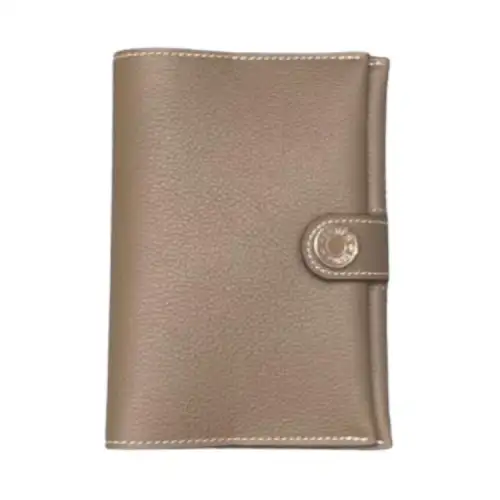 HERMES Evergrain Calfskin Passport Holder Men's 18 Etoupe Elephant Gray