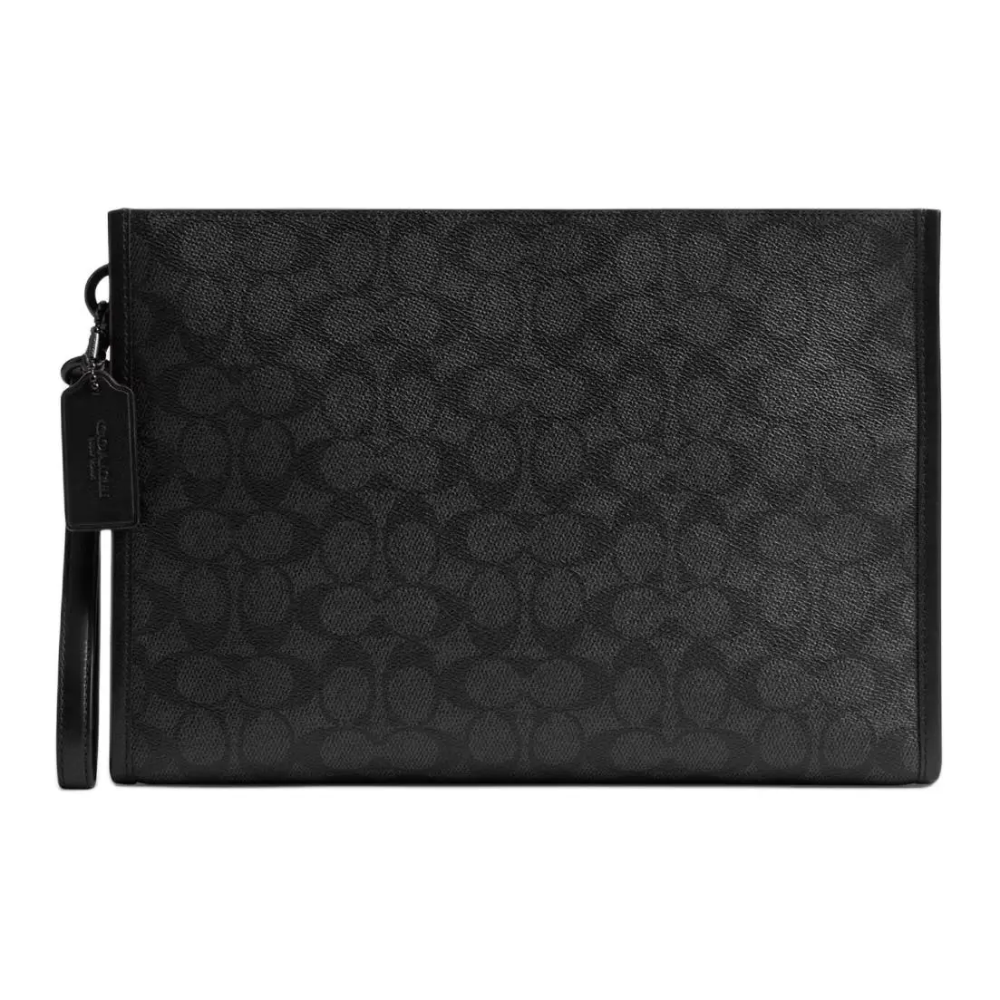 COACH CharterSignature Coated Canvas With Calfskin Clutch Regular Men's Charcoal Gray
