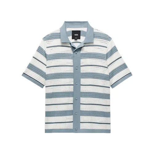Vans Shirts Men's Blue With White Lettering Lapel Moderate