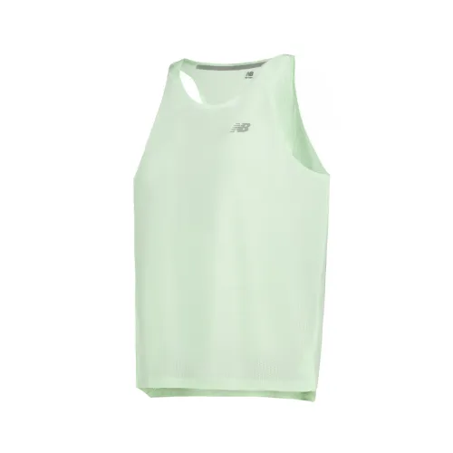 New Balance Tank Tops Men's Muskmelon Green Crew Neck Moderate Racerback