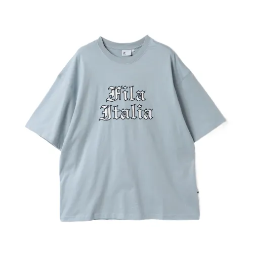FILA Casual T Shirts Unisex Light Cyan Crew Neck Moderate