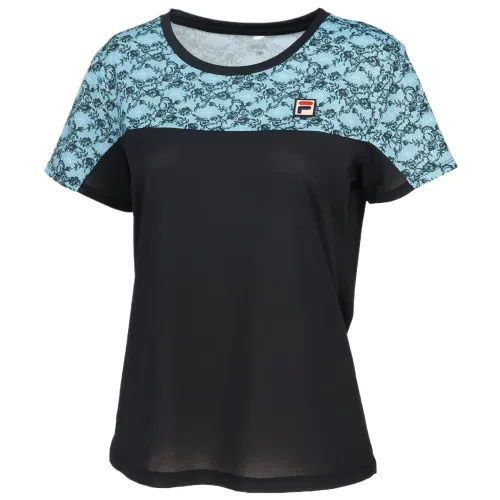 FILA Shirts Women's Blue Black Crew Neck Moderate